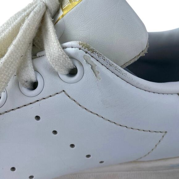 Adidas Stan Smith Women's White Gold Lace Up Tennis Leather Sneakers Shoes Sz 7 - Picture 5 of 7